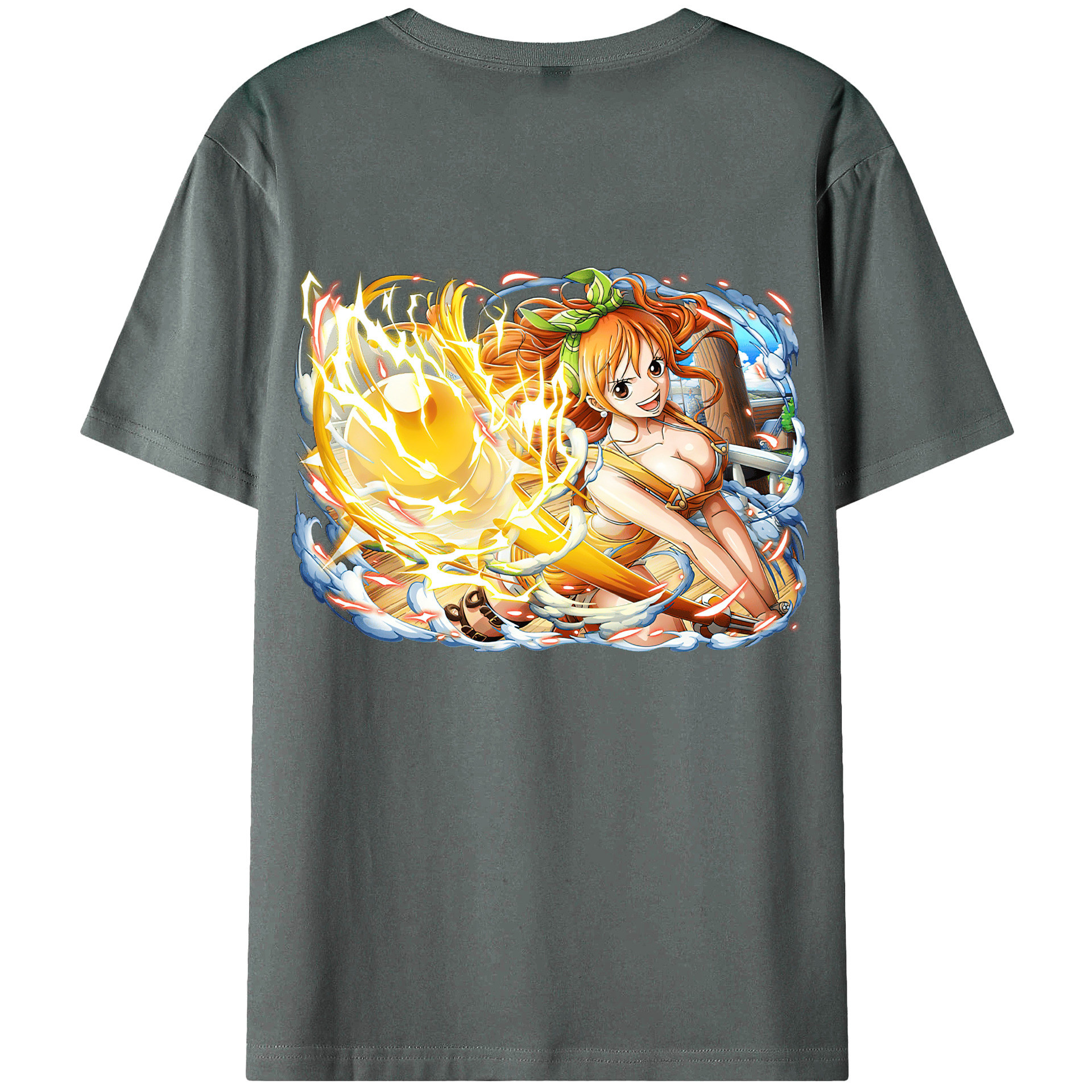 （画像用） ワンピース ナミ ONE PIECE Nami 綿100％ メンズ半袖Tシャツ（バックプリント） 通気性